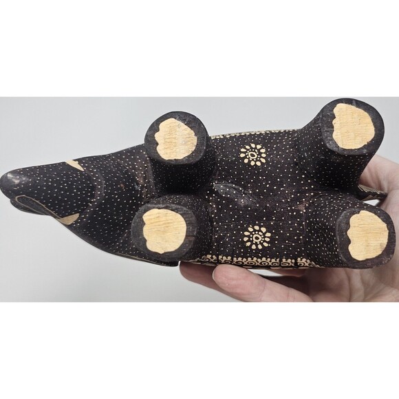 Javanese Batik Balsa Hand Painted Wood Elephant Trinket Box 7"x4" Indonesia - Picture 4 of 11